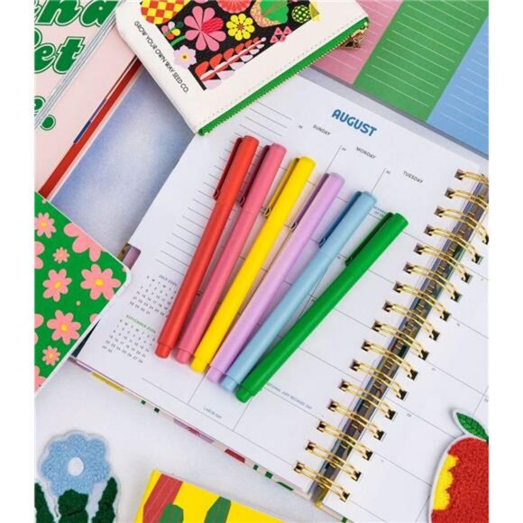 Colorful felt tip pens set of 8 fine point markers for journaling and note takin - Picture 2 of 7